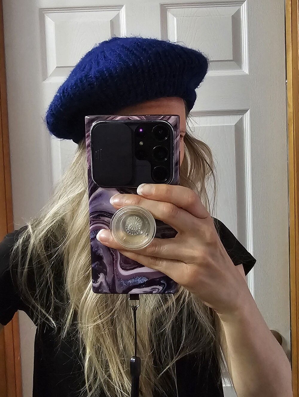 Aris Royal Blue Knit Beret Chic Warm